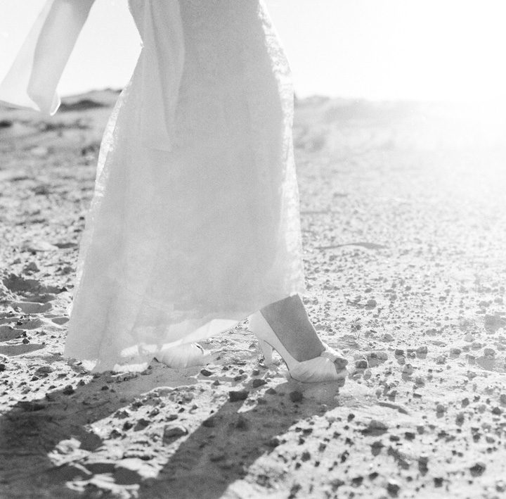 Caitlin wedding bridal session black and white shoes Jockeys Ridge State Park in Nags Head, Outer Banks