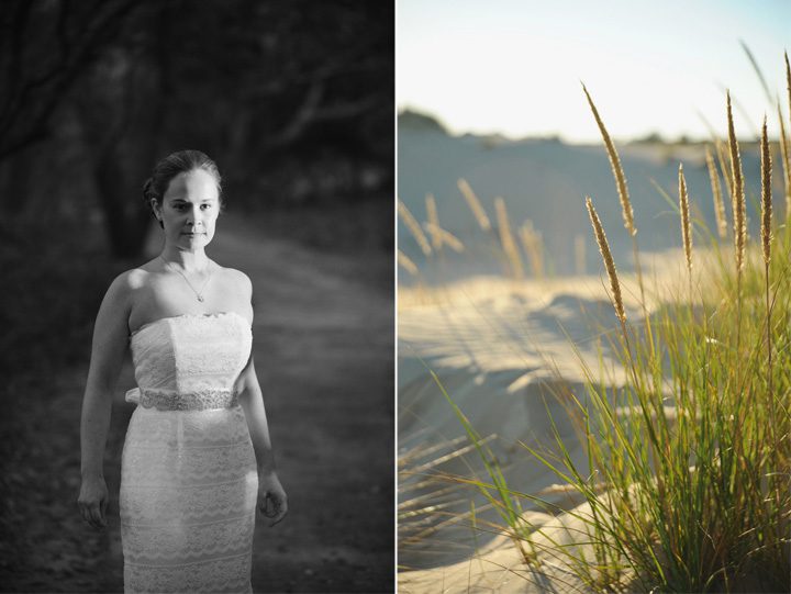Caitlin wedding bridal session black and white portrait Jockeys Ridge State Park in Nags Head, Outer Banks