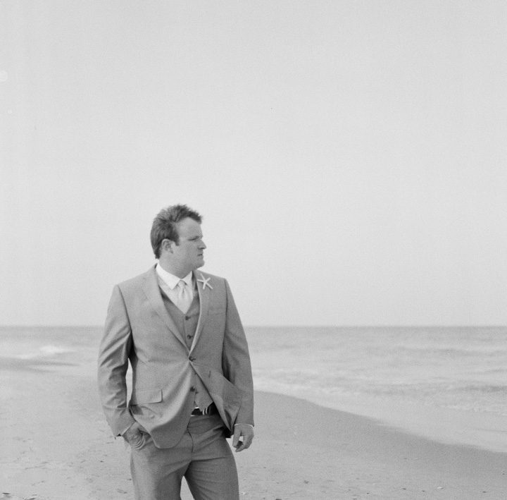 Caitlin and Hunter's Outer Banks beach wedding in Corolla, NC Groom Portrait Film