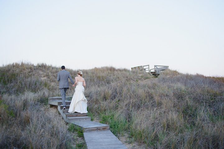 Outer Banks wedding photographer at the Sanderling Resort walking away