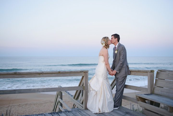 Outer Banks wedding photographer at the Sanderling Resort sunset deck portrait