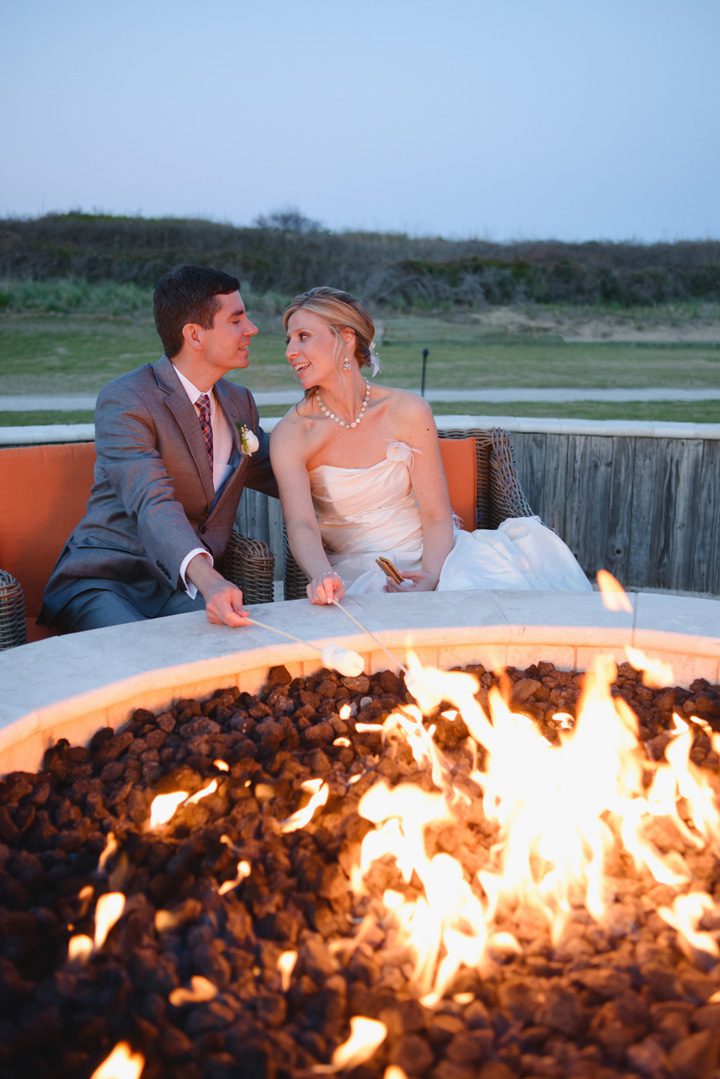 Outer Banks wedding photographer at the Sanderling Resort fire pit
