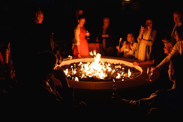 Outer Banks wedding photographer at the Sanderling Resort night fire pit