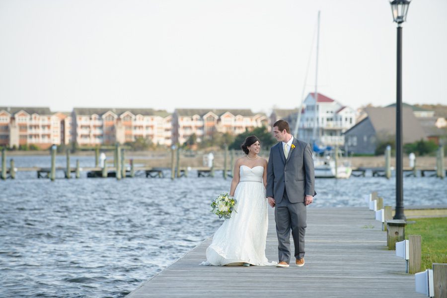 Michele and Zach wedding on Roanoke Island Outer Banks by Neil GT Photography sound side walking