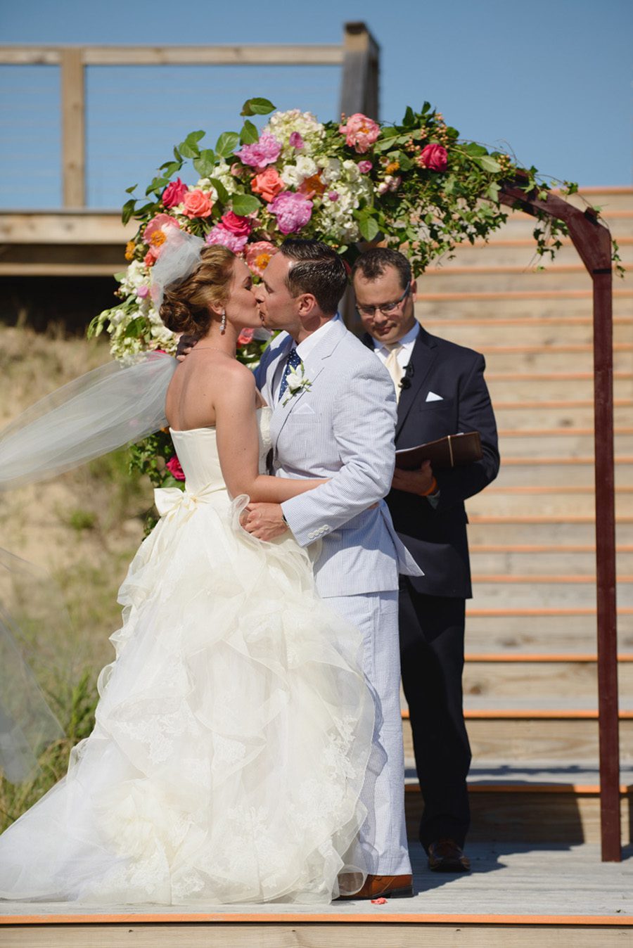 Jessica and Tom's Outer Banks wedding by Neil GT Photography First Kiss