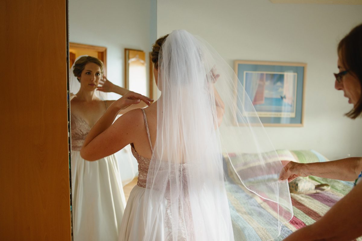 Dietra and Paolo's Outer Banks wedding in Nags Head, NC getting ready mirror