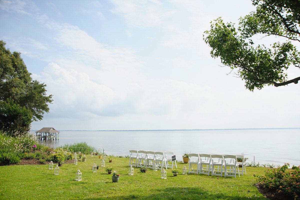 Dietra and Paolo's Outer Banks wedding in Nags Head, NC ceremony setting