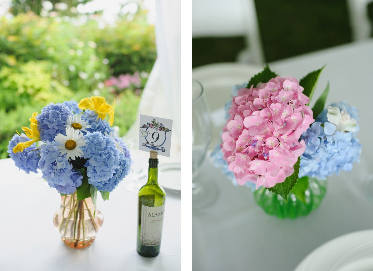 Dietra and Paolo's Outer Banks wedding in Nags Head, NC reception details flowers