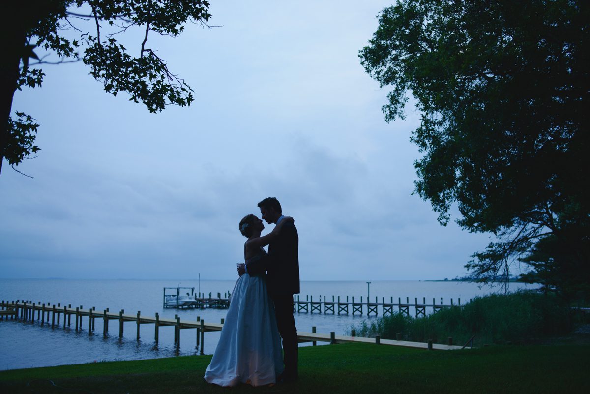 Dietra and Paolo's Outer Banks wedding in Nags Head, NC sunset portrait
