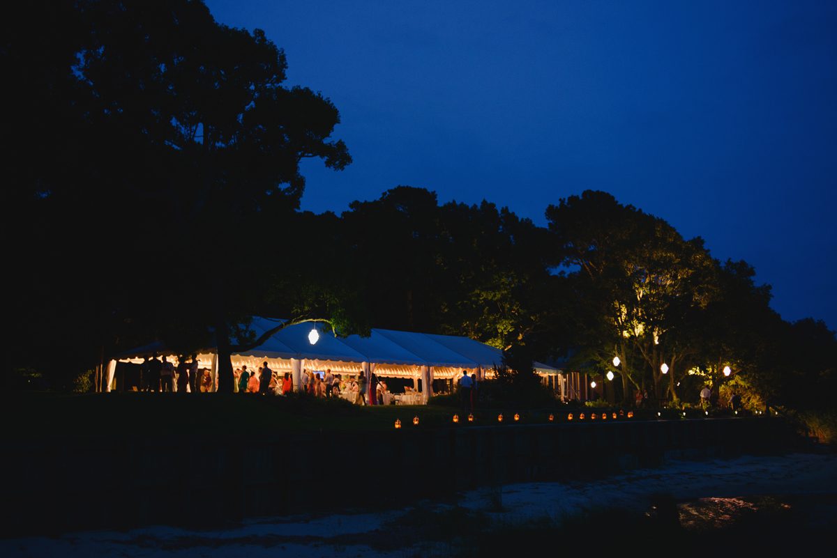 Dietra and Paolo's Outer Banks wedding in Nags Head, NC reception scene