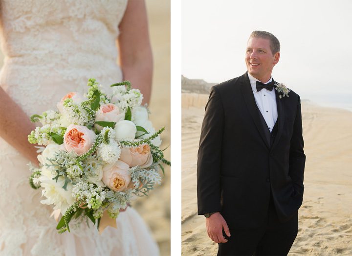 Michelle and Will Outer Banks wedding photographer Jennette's Pier bouquet