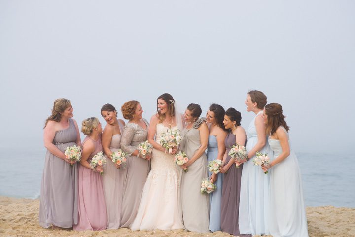 Michelle and Will Outer Banks wedding photographer Jennette's Pier bridesmaids