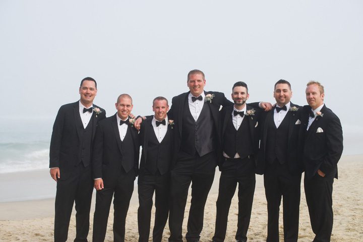 Michelle and Will Outer Banks wedding photographer Jennette's Pier groomsmen