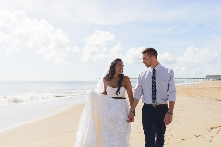 Morgan and Wesley Outer Banks Elopement Wedding by Neil GT Photography Walking