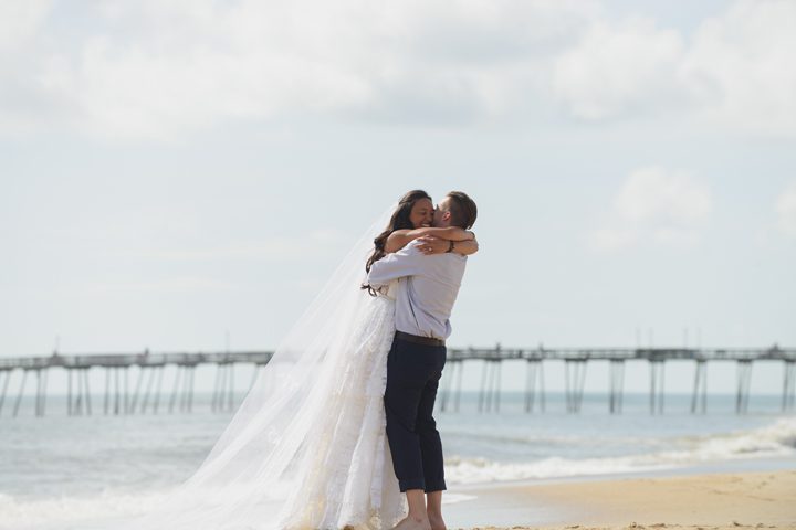 Morgan and Wesley Outer Banks Elopement Wedding by Neil GT Photography Hug