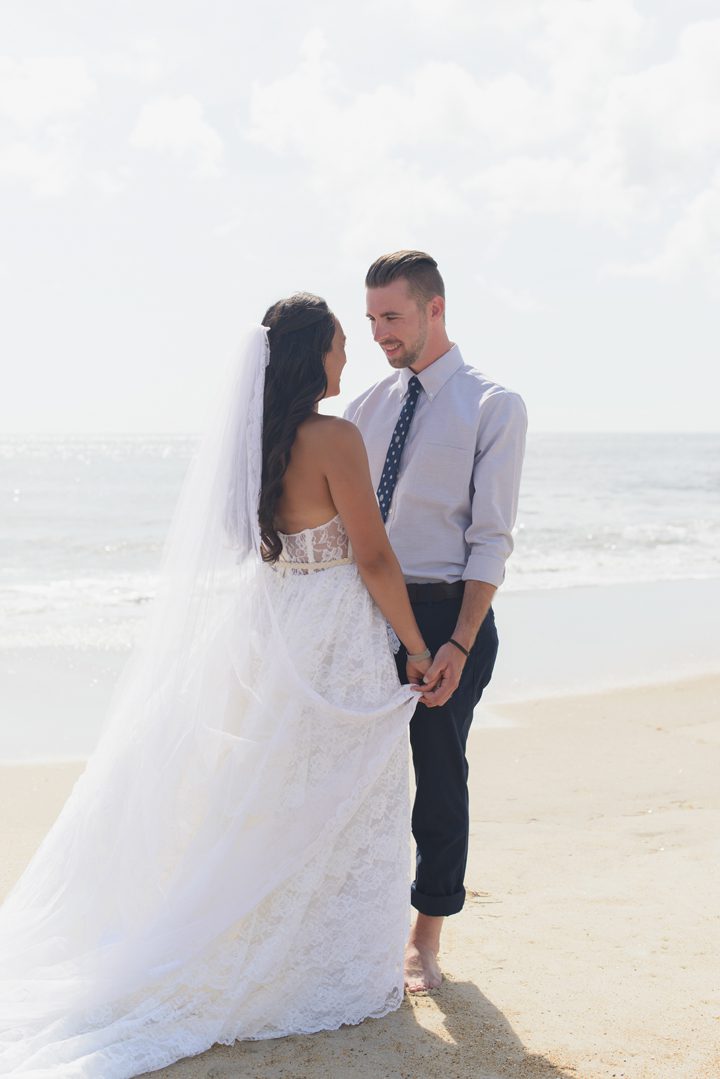 Morgan and Wesley Outer Banks Elopement Wedding by Neil GT Photography Full Length Portrait