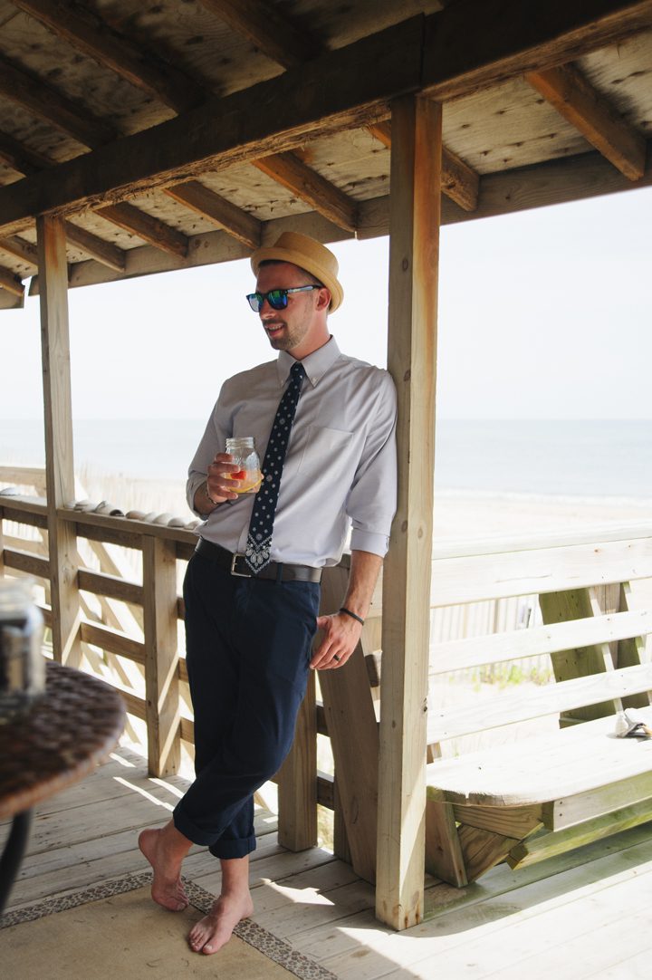 Morgan and Wesley Outer Banks Elopement Wedding by Neil GT Photography Cool Groom