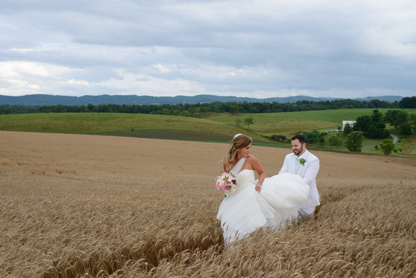 Kelly and Nathan by Neil GT Photography Sinkland Farms Christiansburg VA Wedding Wheat Walking