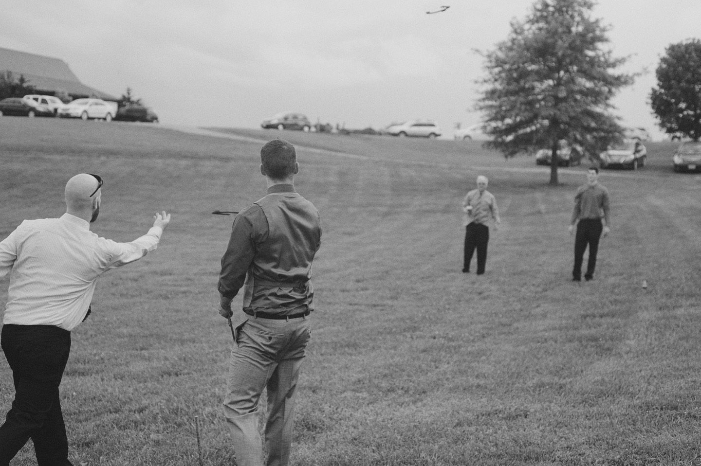 Kelly and Nathan by Neil GT Photography Sinkland Farms Christiansburg VA Wedding Frisbee BW