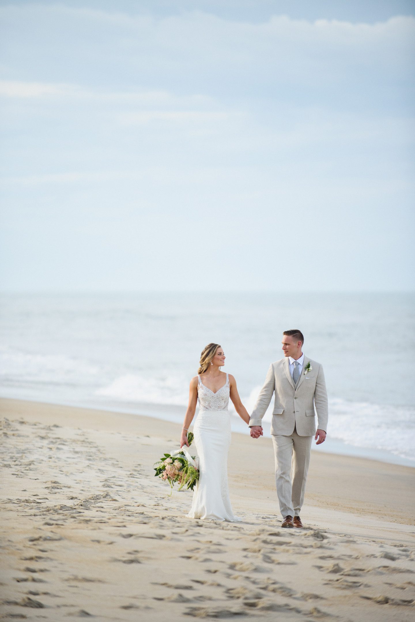 Outer Banks Wedding Photographers Neil GT Photography Palmers Island Beach Elopement Walking Beach