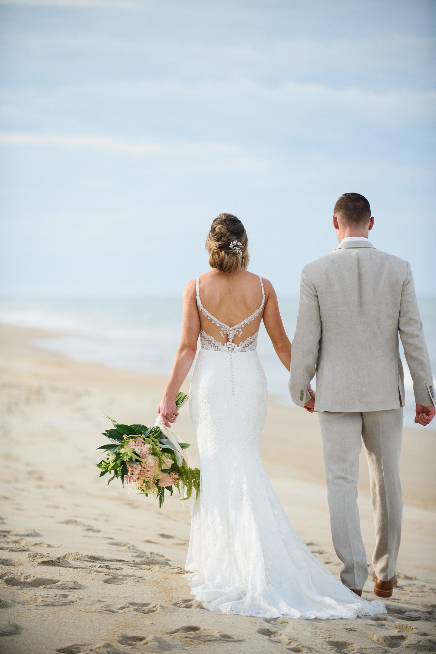 Outer Banks Wedding Photographers Neil GT Photography Palmers Island Beach Elopement Walking Away