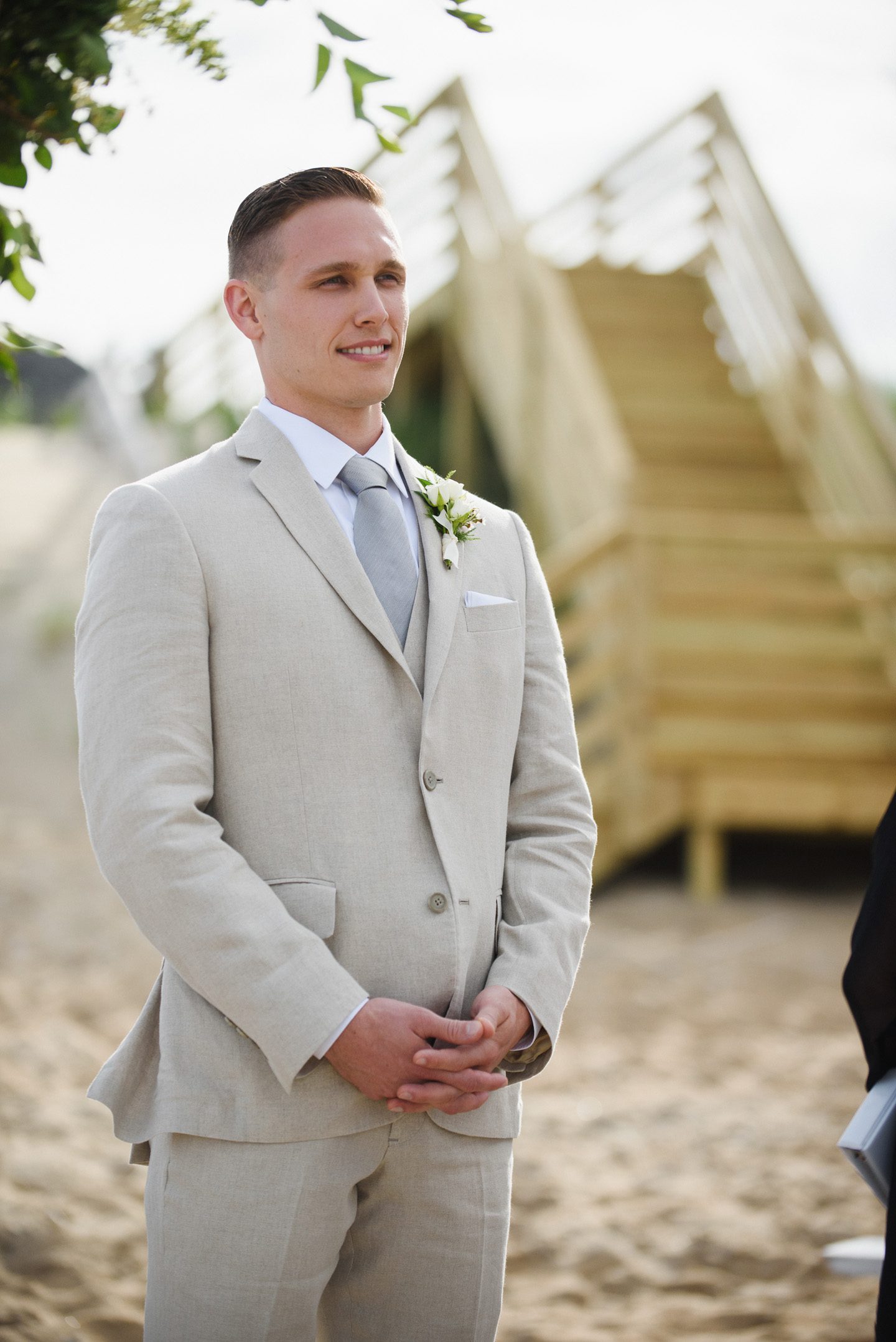 Outer Banks Wedding Photographers Neil GT Photography Palmers Island Beach Elopement Groom Ceremony