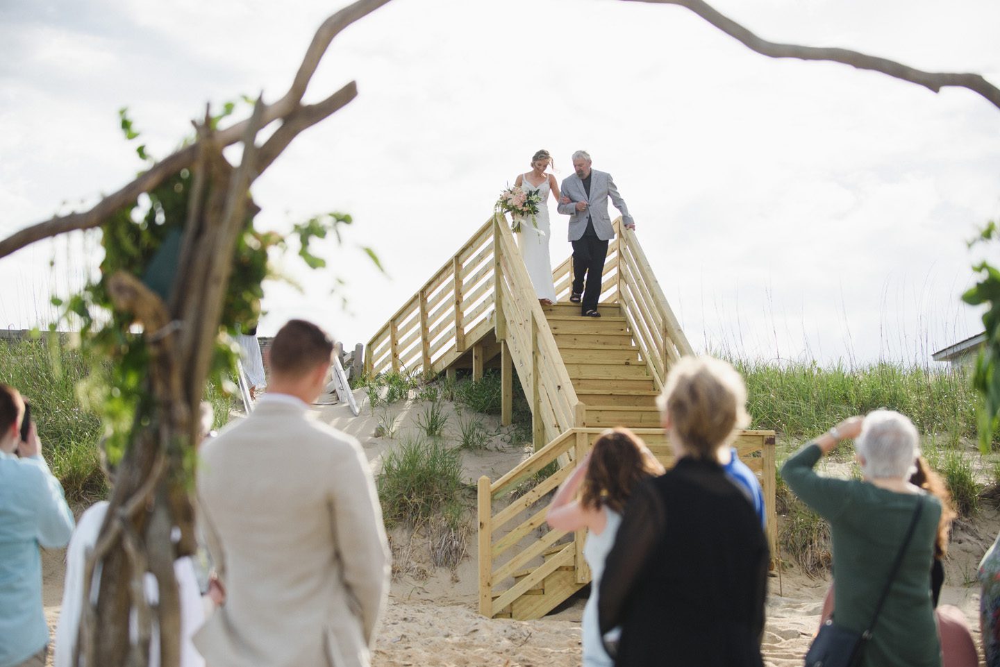 Outer Banks Wedding Photographers Neil GT Photography Palmers Island Beach Elopement Ceremony Bride Arrives
