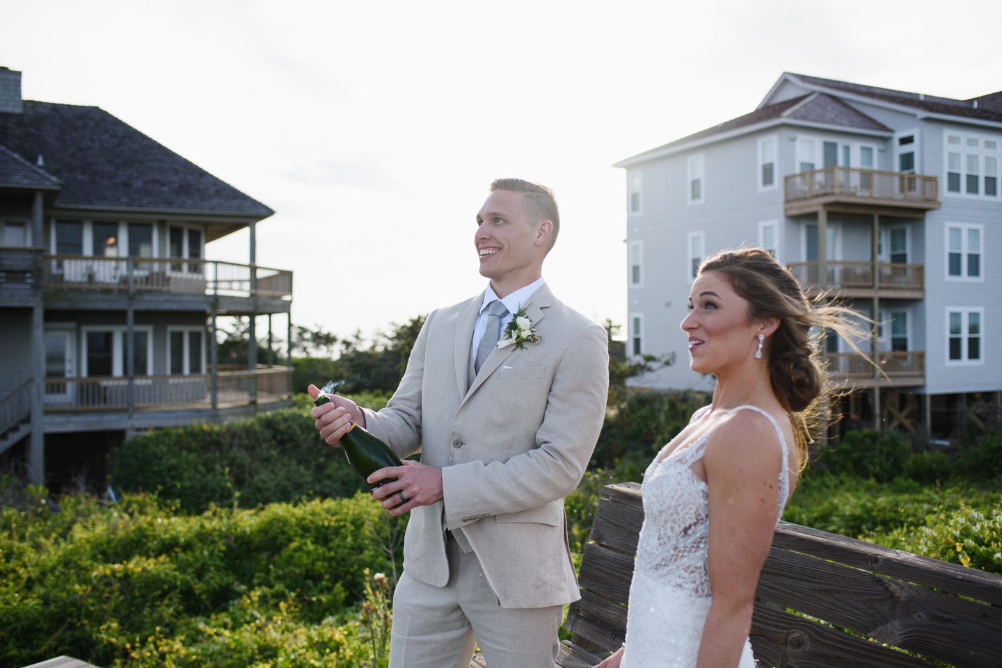 Outer Banks Wedding Photographers Neil GT Photography Palmers Island Beach Elopement Champagne Portraits
