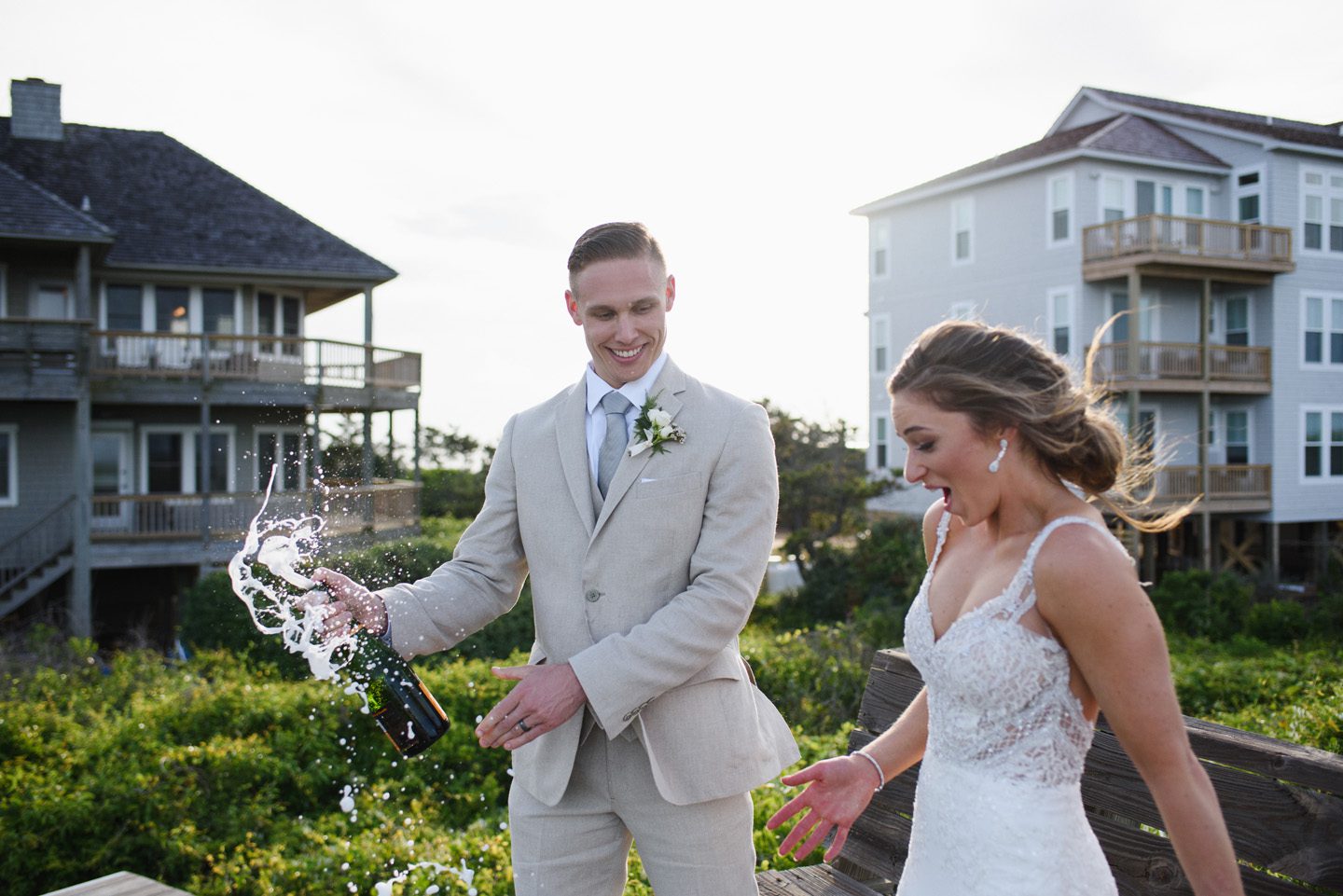 Outer Banks Wedding Photographers Neil GT Photography Palmers Island Beach Elopement Champagne Portraits