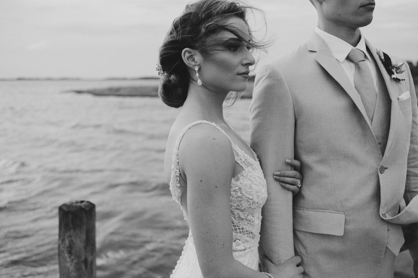 Outer Banks Wedding Photographers Neil GT Photography Palmers Island Beach Elopement Windy Soundside