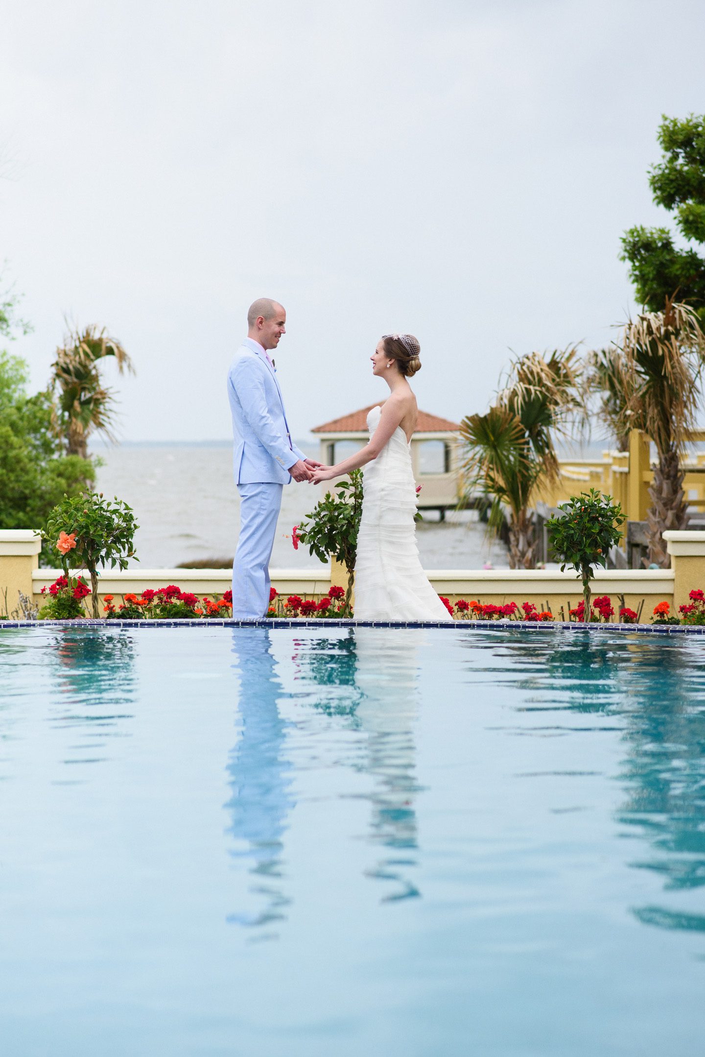 Outer Banks Wedding at the Grade Ritz Palm Photographers Neil GT Photography Pool Portrait