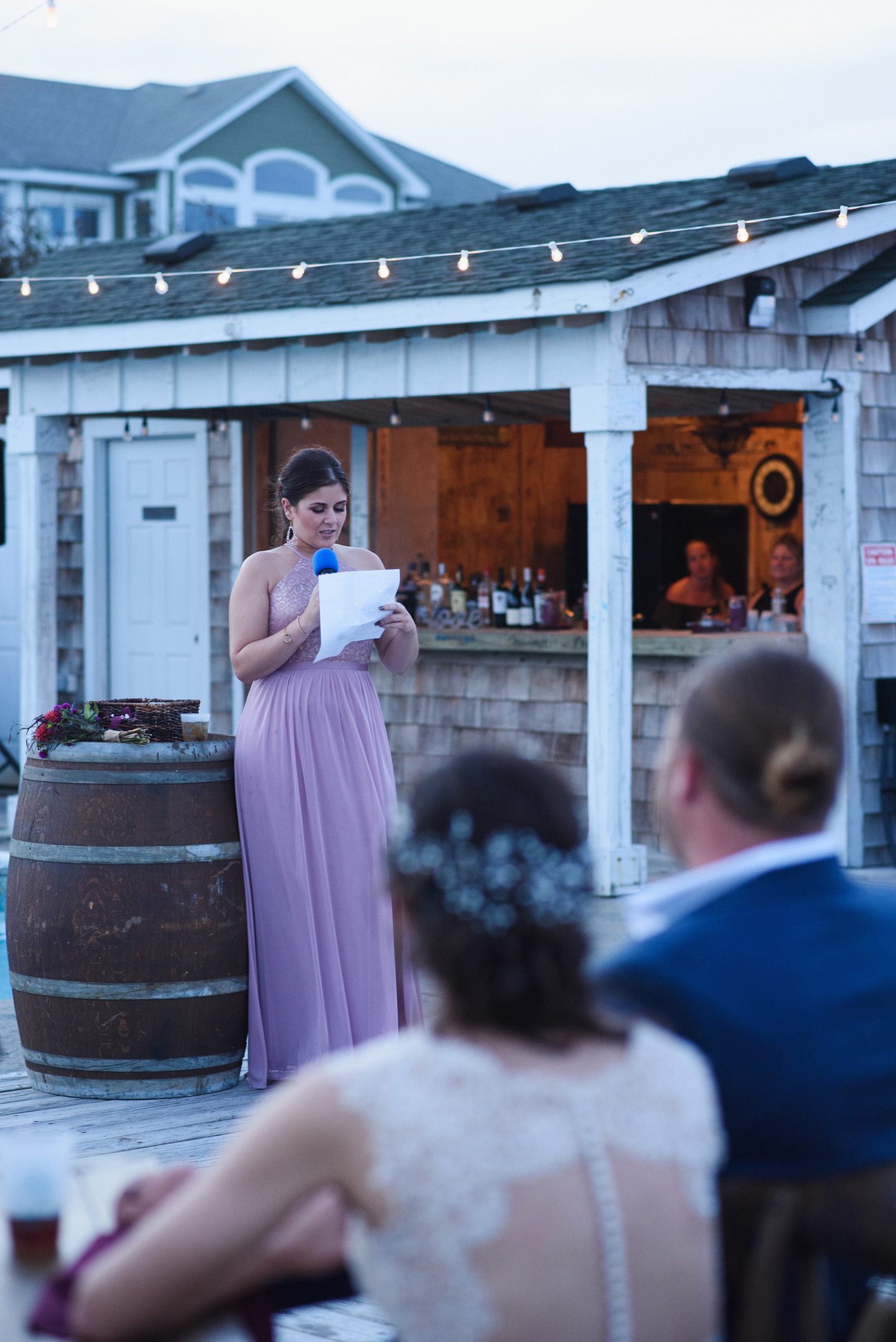 Toasts and speeches at an Outer Banks wedding at the Hemingway