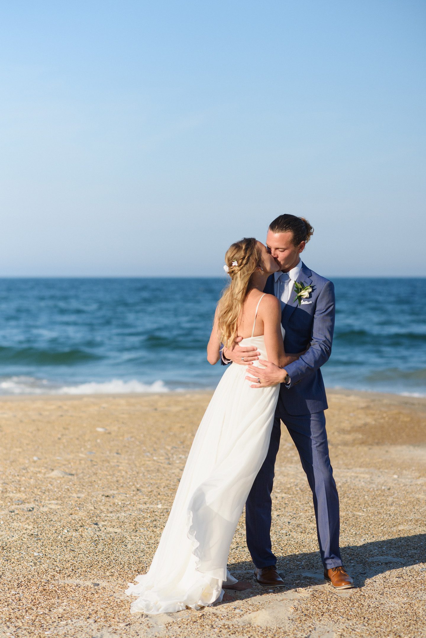 Bride and Groom on the Beach Photography at Outer Banks Wedding at Sound to Sea Beach Club