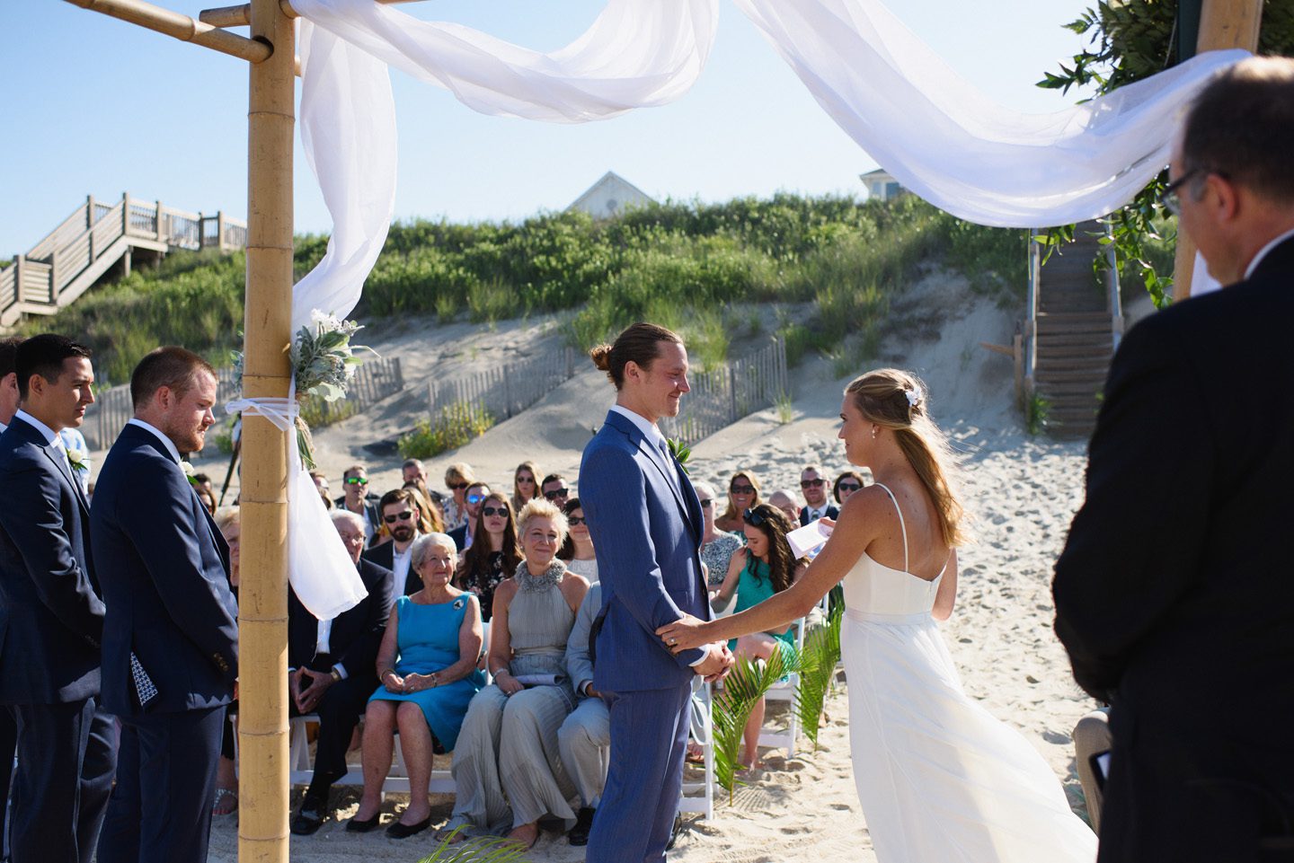 Beach Wedding Ceremony Photography at Outer Banks Wedding at Sound to Sea Beach Club