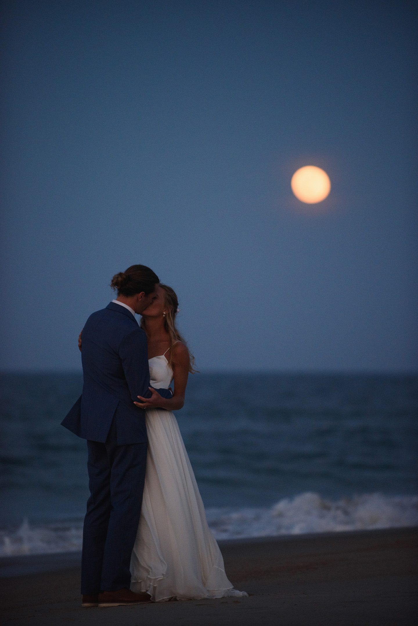 Moonlight Wedding Photography Portraits at Sunset Wedding Portrait Photography at Outer Banks Wedding at Sound to Sea Beach Club