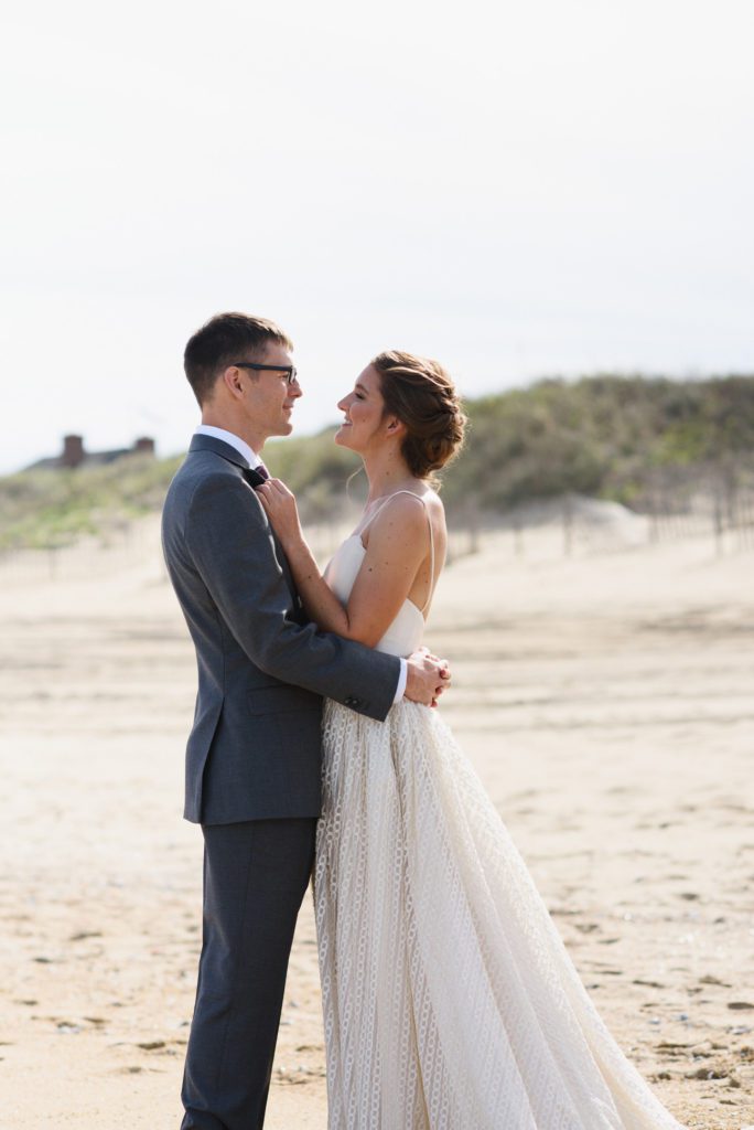 Portrait of bride and groom on the Outer Banks