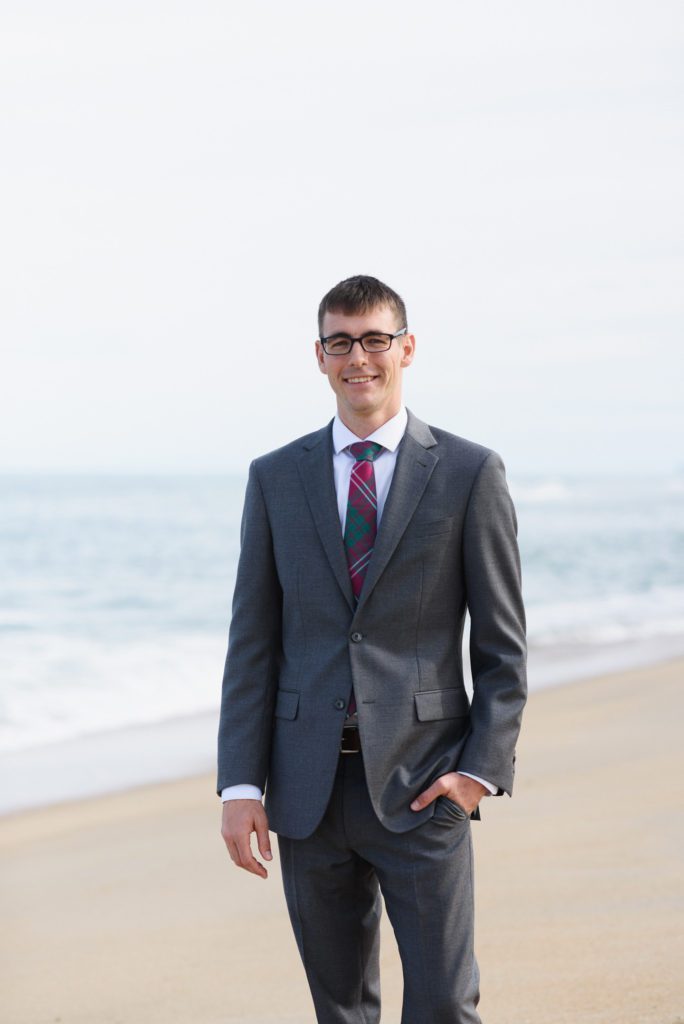 Groom at an Outer Banks wedding