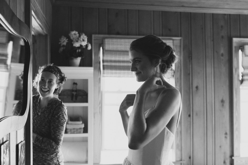 Bride getting ready at Crawford Cottage