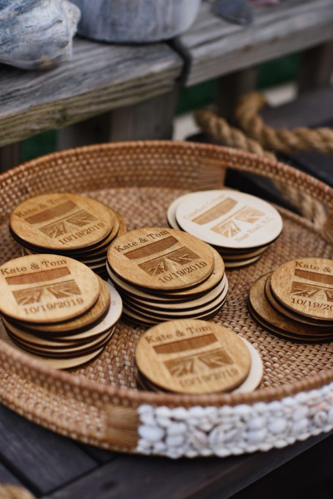 Wooden wedding coasters