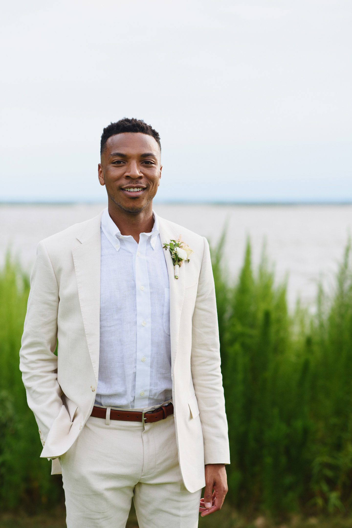 Portraits of groom at Outer Banks wedding