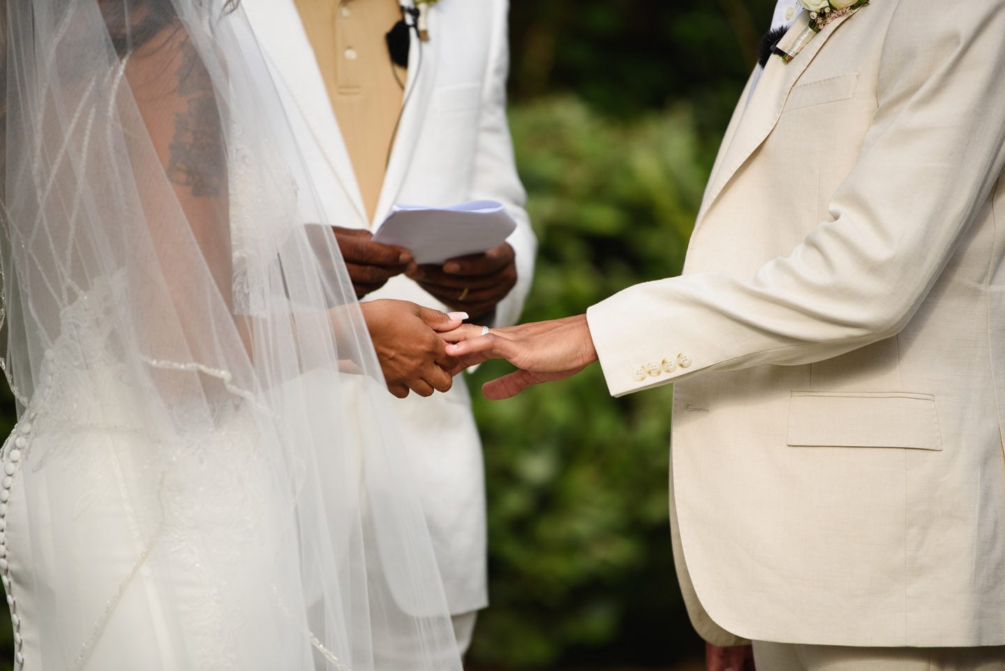 Exchanging rings at an Outer Banks wedding