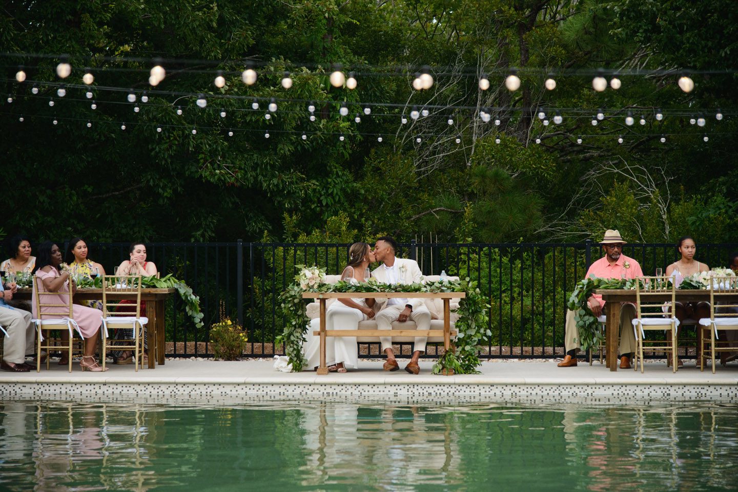Poolside wedding reception at the Black Stallion