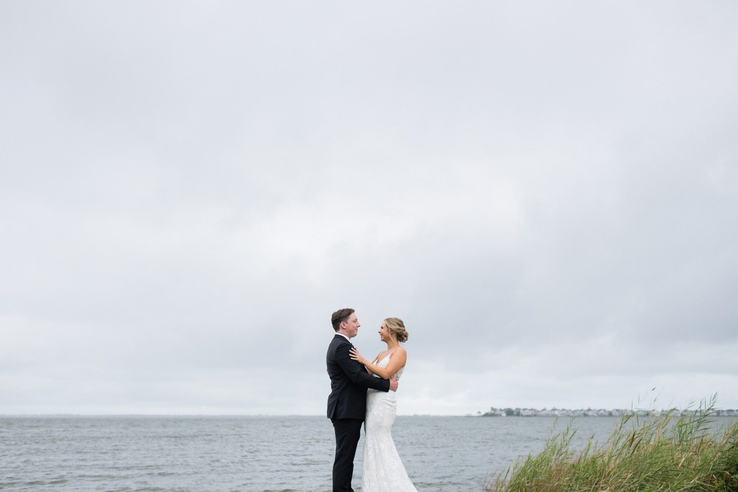 Bride and groom enjoying their Outer Banks wedding at Festival Park